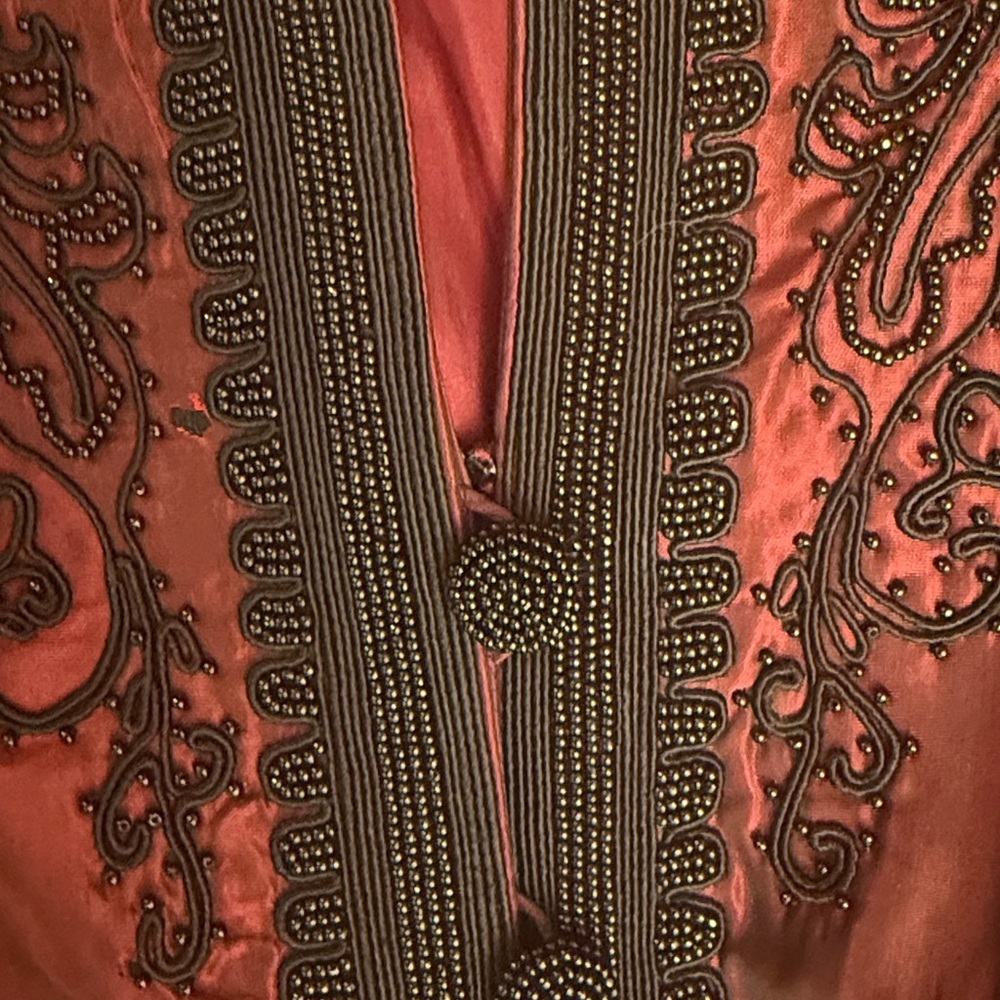 Vintage Marie, St. Claire iridescent burgundy beaded embroidered jacket - Picture 7 of 8
